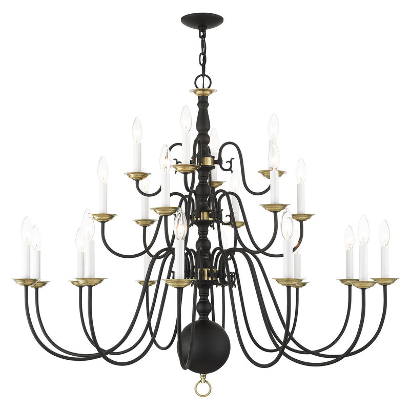 Livex Lighting 5015-04 22 Light Chandelier, Black w/ Antique Brasss