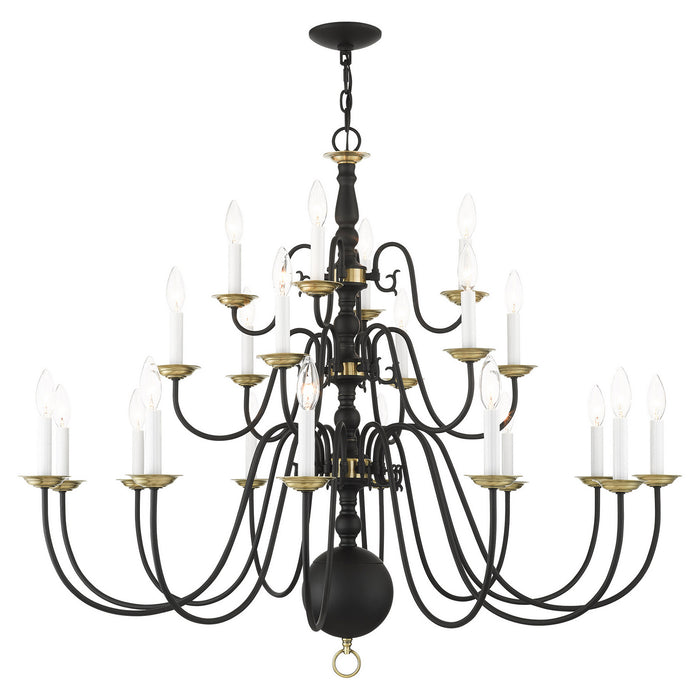 Livex Lighting 5015-04 22 Light Chandelier, Black w/ Antique Brasss