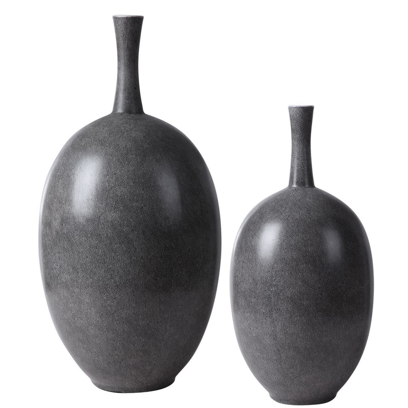 Uttermost 17711 Vases, S/2, Marbled Black/White/Matte White