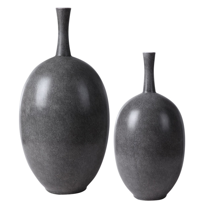 Uttermost 17711 Vases, S/2, Marbled Black/White/Matte White