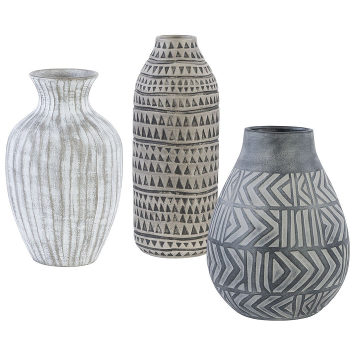 Uttermost 17716 Vases, S/3, Gray, Charcoal, And Natural Beige