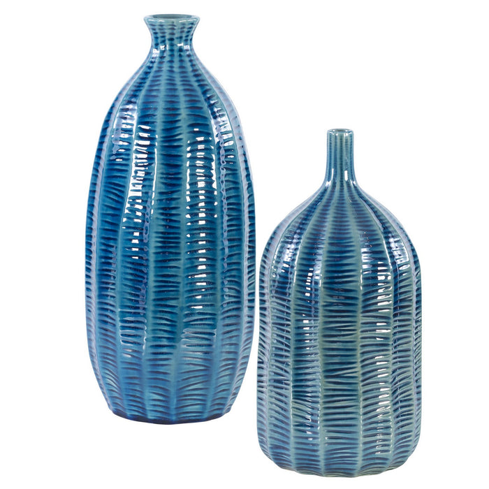Uttermost 17719 Vases, S/2, Cobalt Blue Glaze