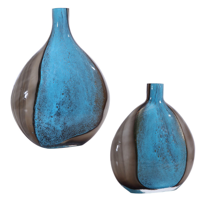 Uttermost 17741 Vases, S/2, Cobalt And Black