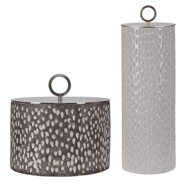 Uttermost 17766 Containers, S/2, Off-white And Smoke Gray