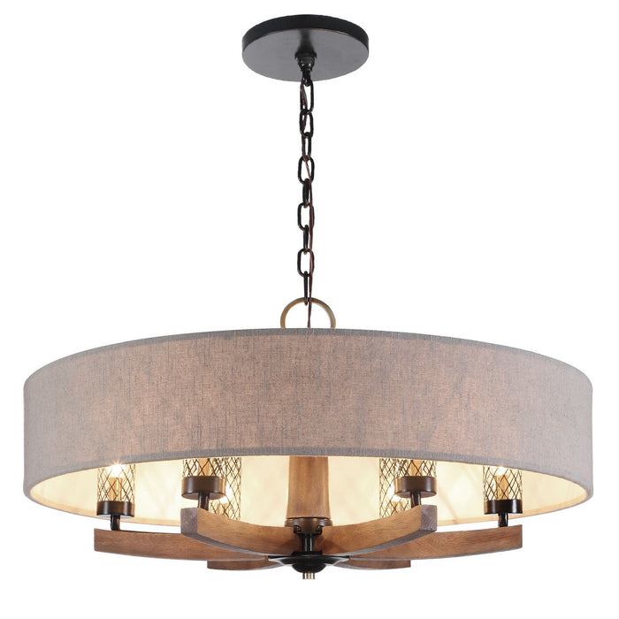 Uttermost 21331 Six Light Chandelier, Dark Bronze & Antique Brass