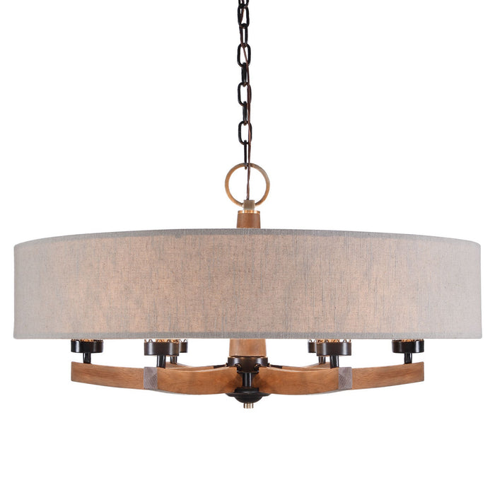 Uttermost 21331 Six Light Chandelier, Dark Bronze & Antique Brass