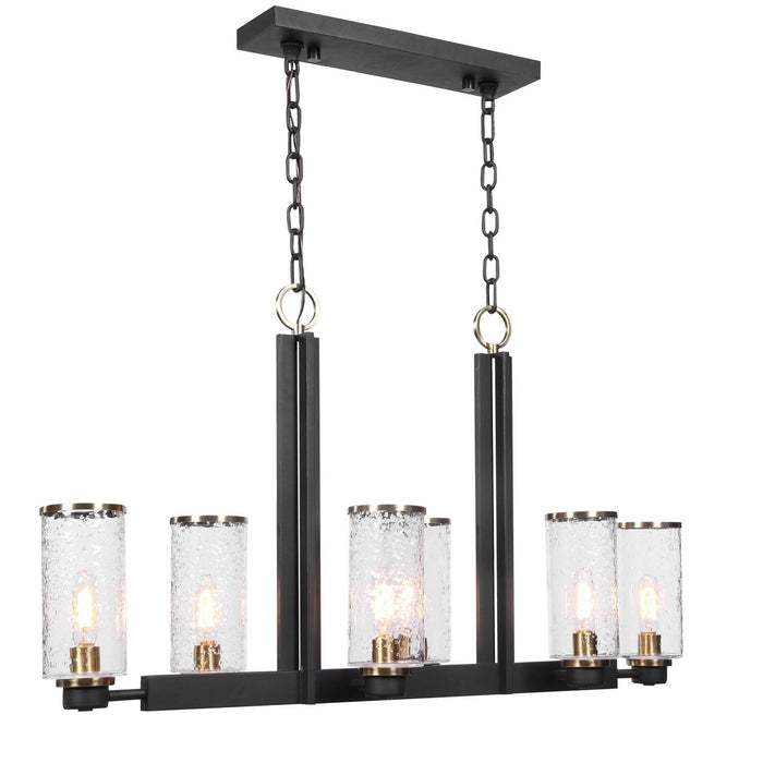 Uttermost 21333 Six Light Island Pendant, Black & Antique Brass