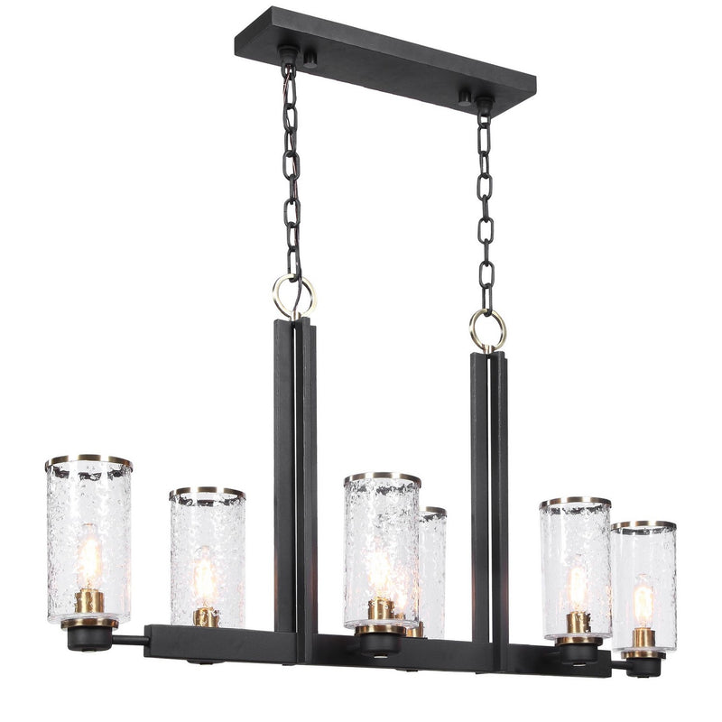 Uttermost 21333 Six Light Island Pendant, Black & Antique Brass