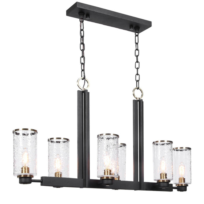 Uttermost 21333 Six Light Island Pendant, Black & Antique Brass