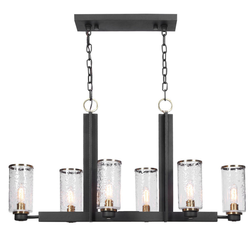 Uttermost 21333 Six Light Island Pendant, Black & Antique Brass