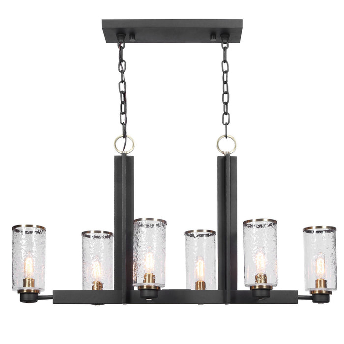 Uttermost 21333 Six Light Island Pendant, Black & Antique Brass