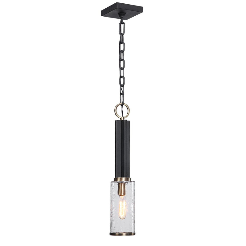 Uttermost 22191 One Light Mini Pendant, Black & Antique Brass