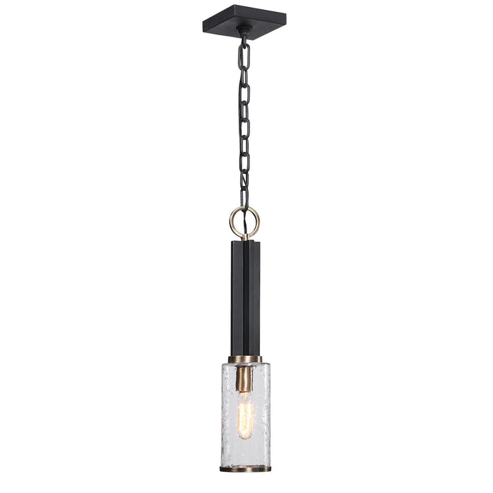 Uttermost 22191 One Light Mini Pendant, Black & Antique Brass