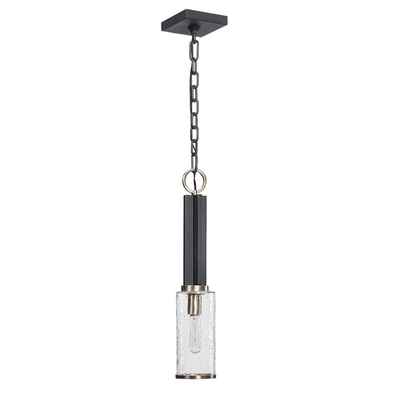 Uttermost 22191 One Light Mini Pendant, Black & Antique Brass