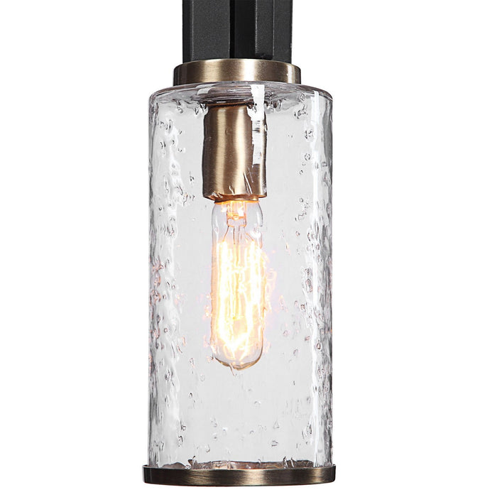 Uttermost 22191 One Light Mini Pendant, Black & Antique Brass