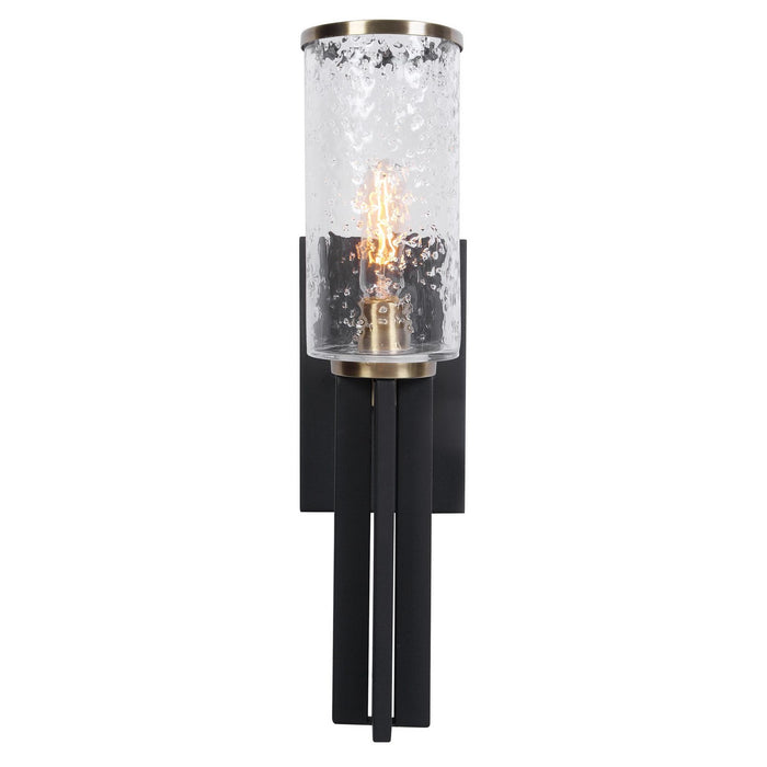 Uttermost 22522 One Light Wall Sconce, Black & Antique Brass