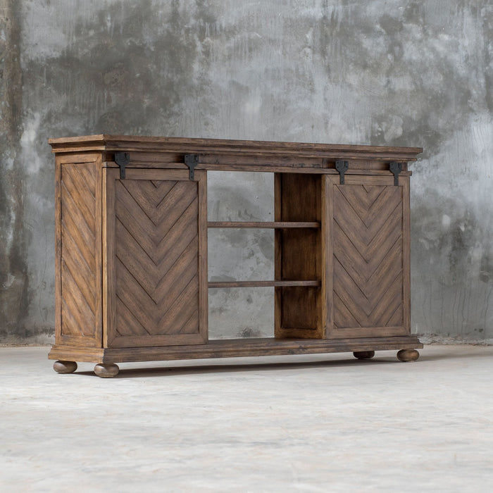 Uttermost 25445 Media Console, Aged Black Iron