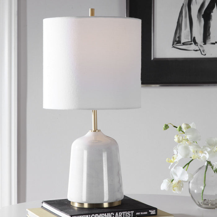 Uttermost 28332-1 One Light Table Lamp, Brushed Light Brass