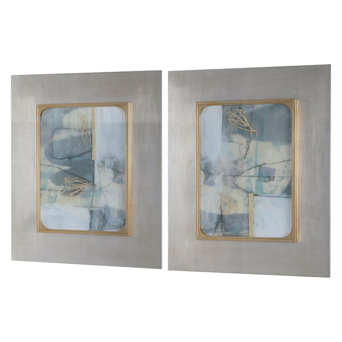 Uttermost 41613 Abstract Prints, S/2, Silver Leaf
