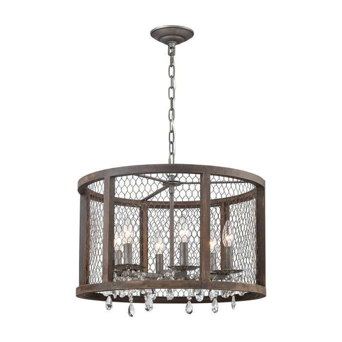 ELK Home D4004 Six Light Pendant, Aged Wood