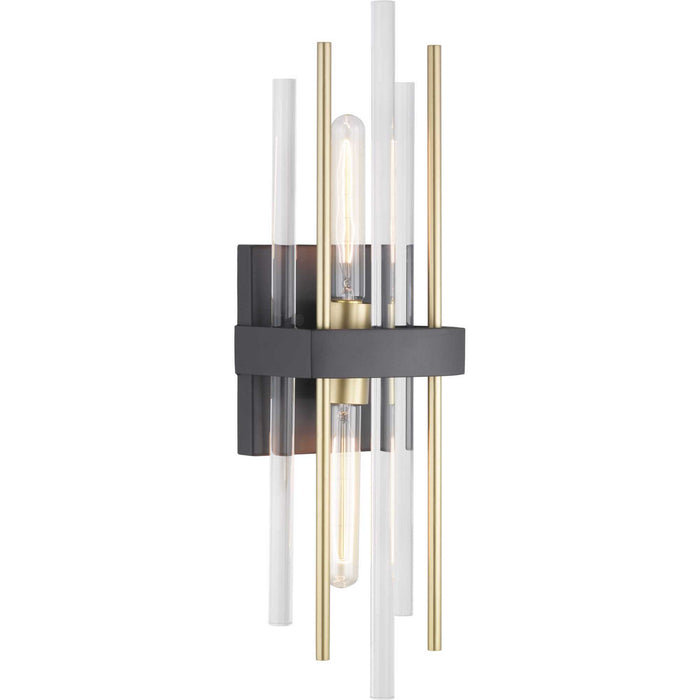 Progress Lighting P710063-031 Two Light Wall Sconce, Black