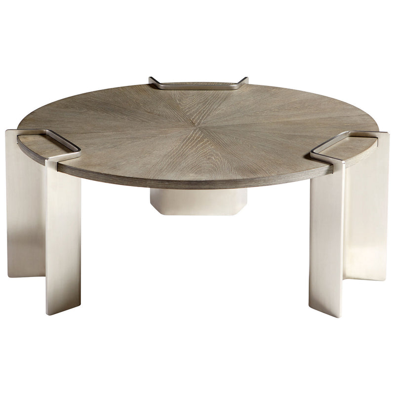 Cyan 10226 Coffee Table, Weathered Oak And Stainless Steel