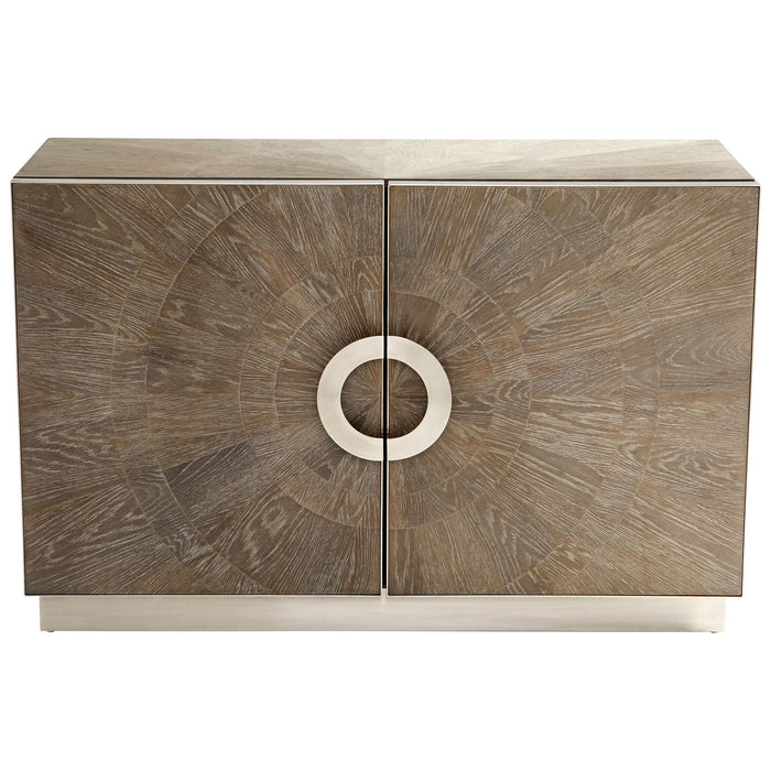 Cyan 10227 Cabinet, Weathered Oak And Stainless Steel