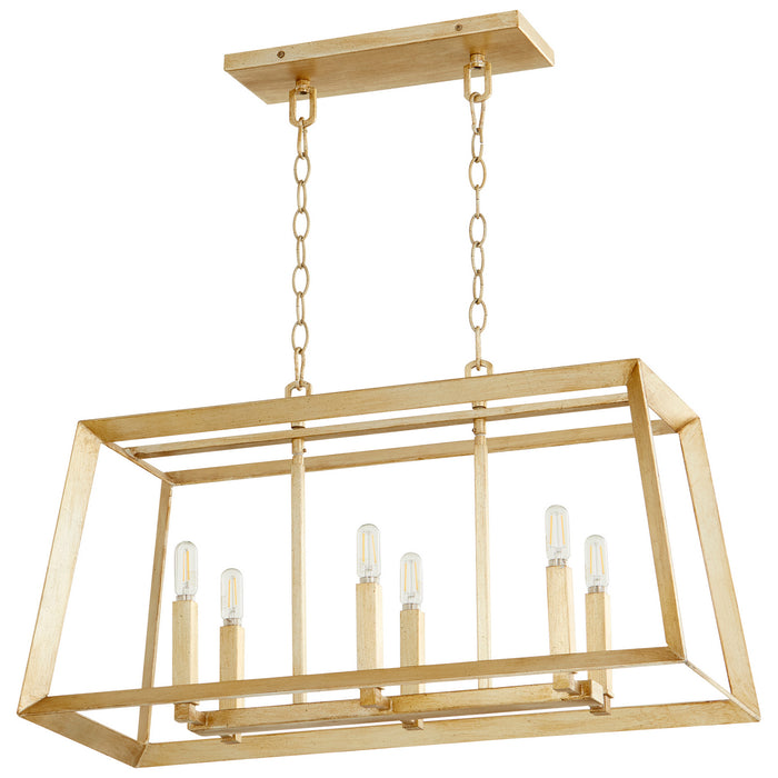 Cyan 10381 Six Light Island Pendant, Aged Silver Leaf