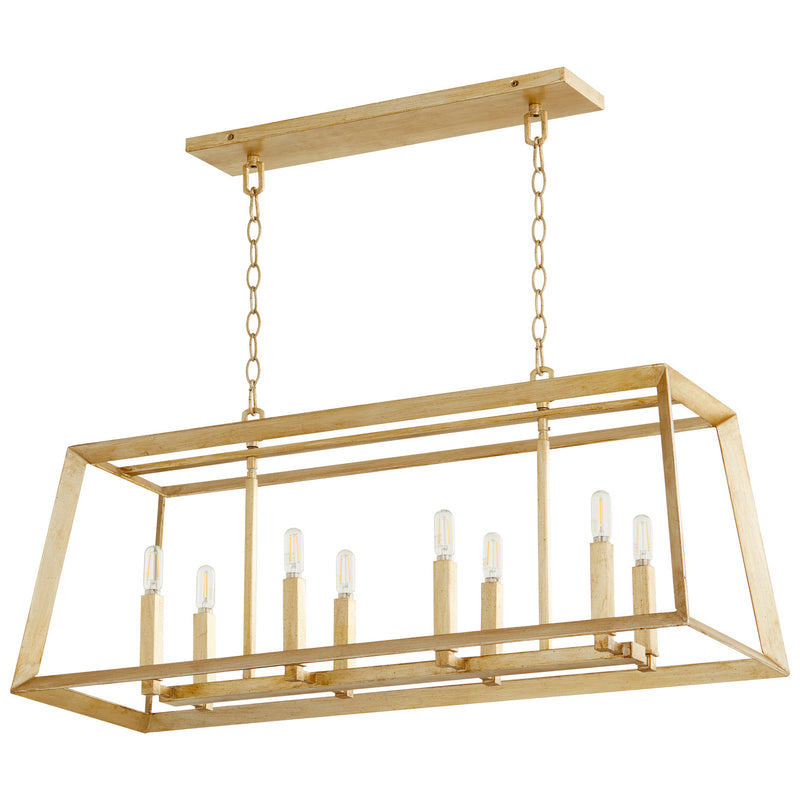 Cyan 10382 Eight Light Island Pendant, Aged Silver Leaf