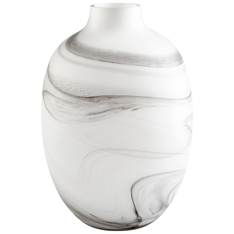 Cyan 10469 Vase, White And Black Swirl