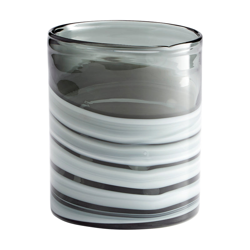 Cyan 10470 Vase, White And Silver