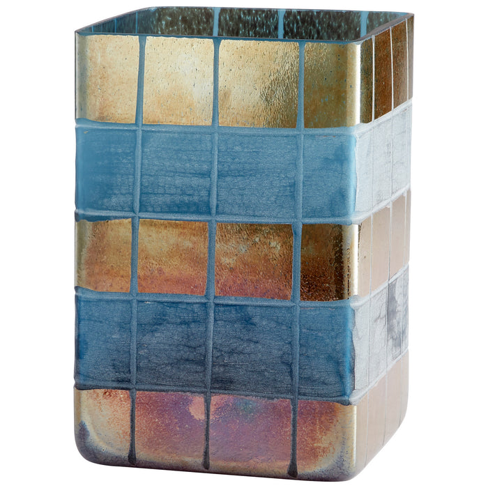 Cyan 10487 Vase, Irridescent Gold And Blue