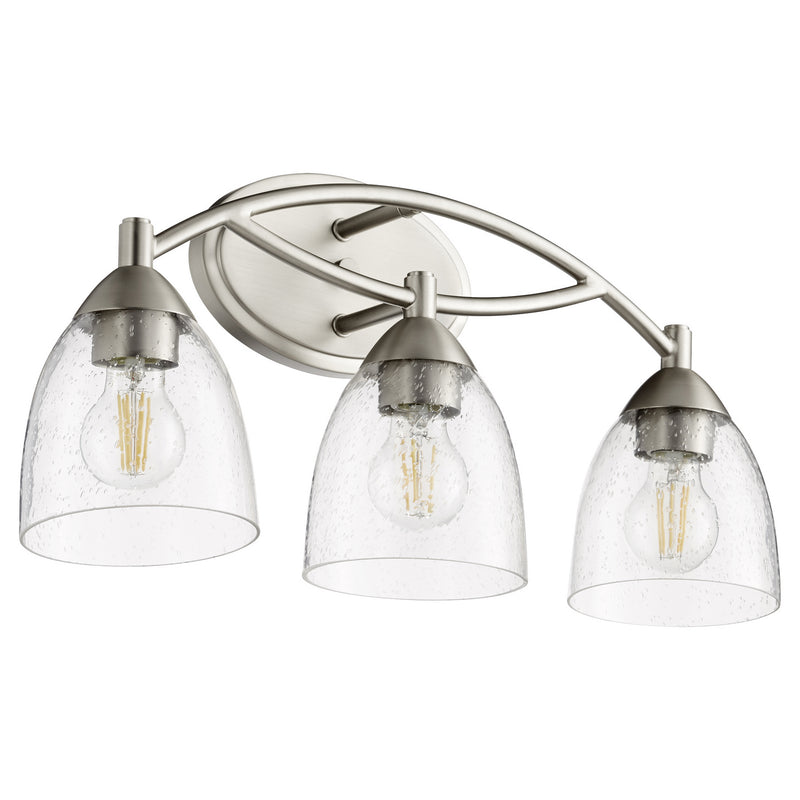 Quorum 5069-3-265 Three Light Vanity, Satin Nickel w/ Clear/Seeded