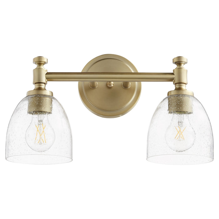 Quorum 5122-2-280 Two Light Vanity, Aged Brass w/ Clear/Seeded