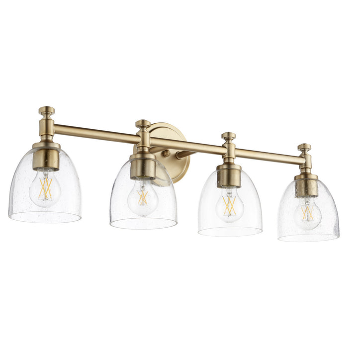 Quorum 5122-4-280 Four Light Vanity, Aged Brass w/ Clear/Seeded