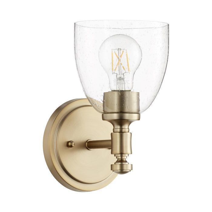 Quorum 5422-1-280 One Light Wall Mount, Aged Brass w/ Clear/Seeded