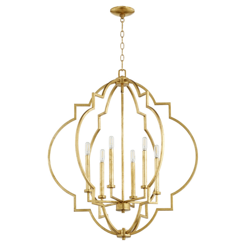 Quorum 6842-6-74 Six Light Pendant, Gold Leaf