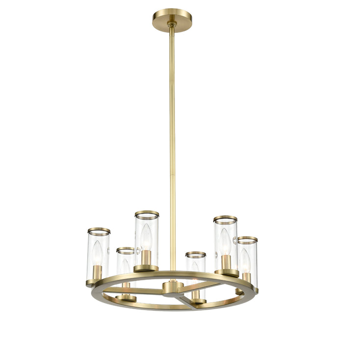 Alora CH309006NBCG Six Light Chandelier, Clear Glass/Natural Brass