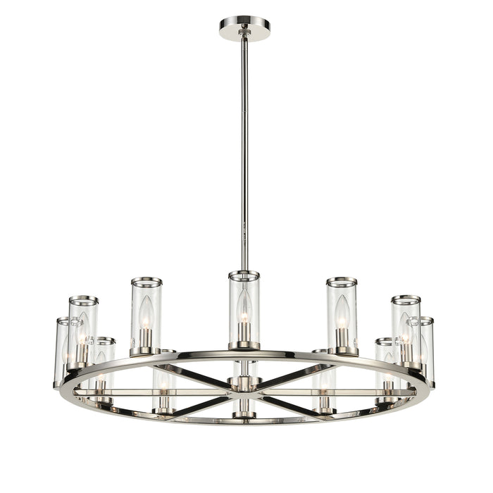 Alora CH309012PNCG 12 Light Chandelier, Clear Glass/Polished Nickel