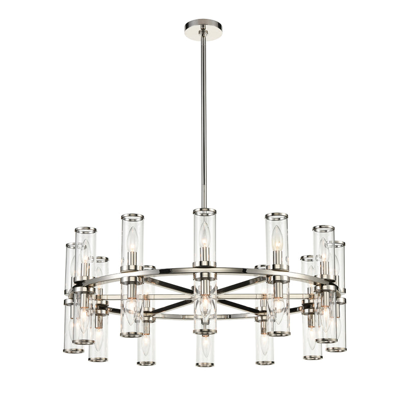 Alora CH309024PNCG 24 Light Chandelier, Clear Glass/Polished Nickel