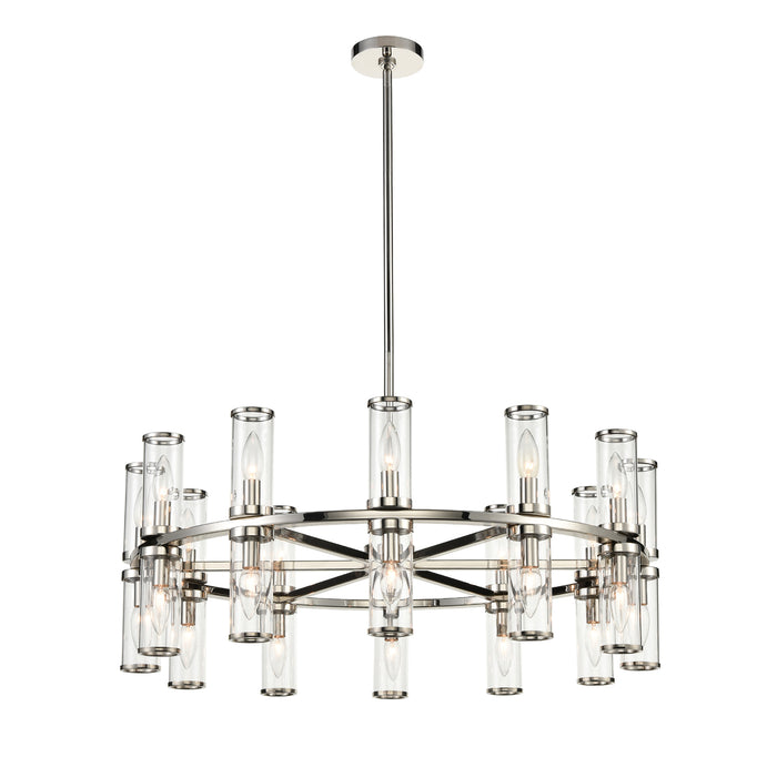 Alora CH309024PNCG 24 Light Chandelier, Clear Glass/Polished Nickel