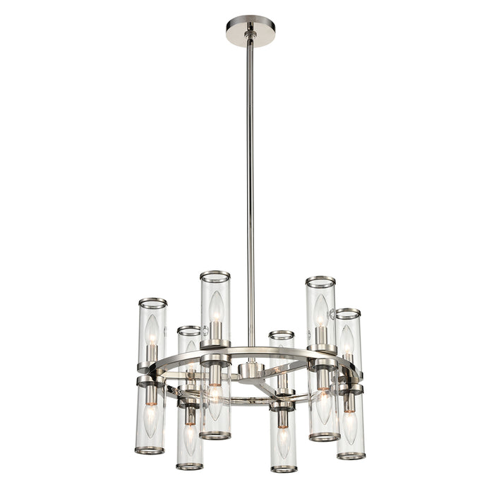 Alora CH309066PNCG 12 Light Chandelier, Clear Glass/Polished Nickel