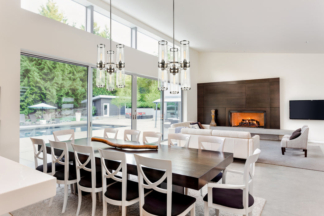 Alora CH311633PNCG Six Light Chandelier, Clear Glass/Polished Nickel