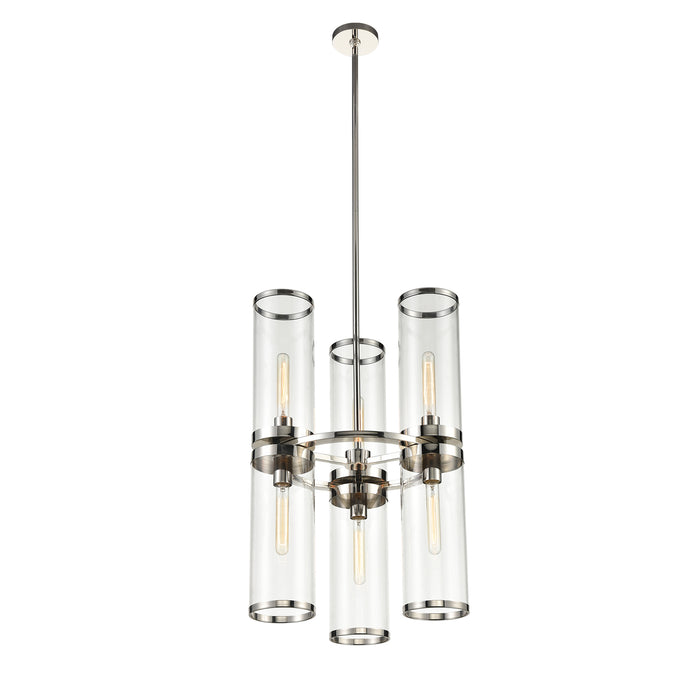 Alora CH311633PNCG Six Light Chandelier, Clear Glass/Polished Nickel