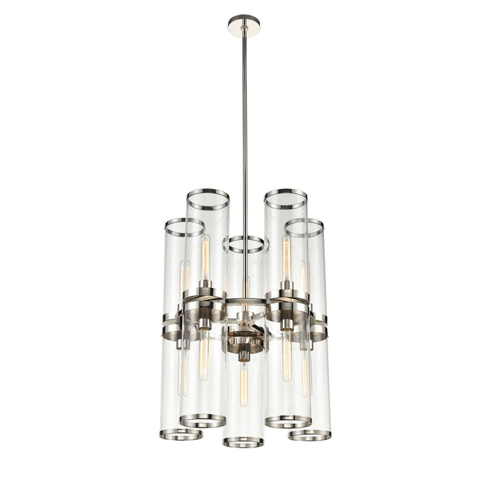 Alora CH311655PNCG Ten Light Chandelier, Clear Glass/Polished Nickel