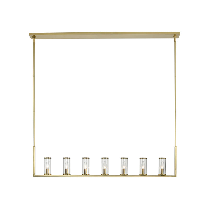 Alora LP309007NBCG Seven Light Island Pendant, Clear Glass/Natural Brass