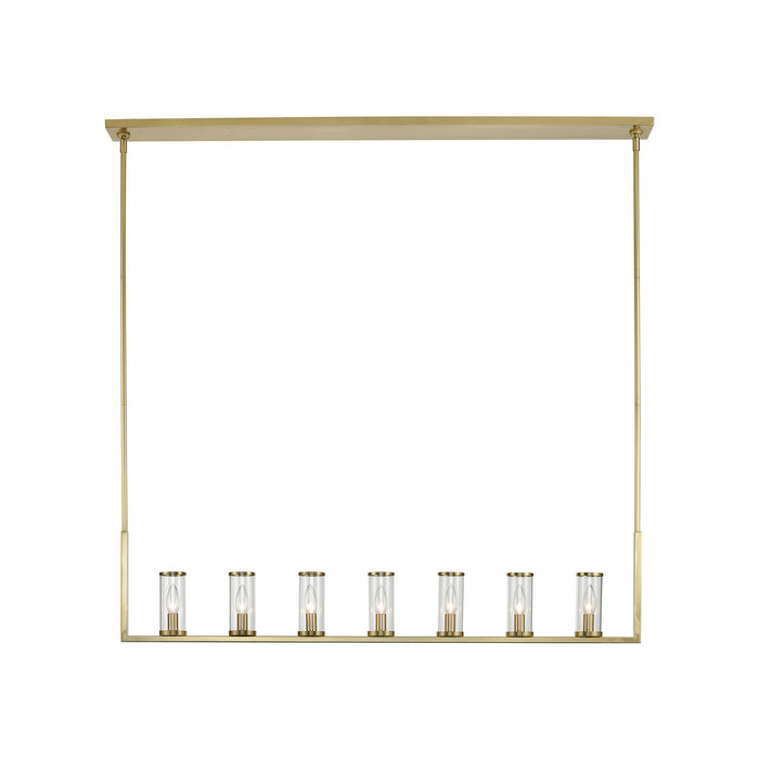 Alora LP309007NBCG Seven Light Island Pendant, Clear Glass/Natural Brass