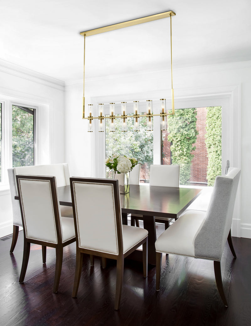 Alora LP309077NBCG 14 Light Island Pendant, Clear Glass/Natural Brass