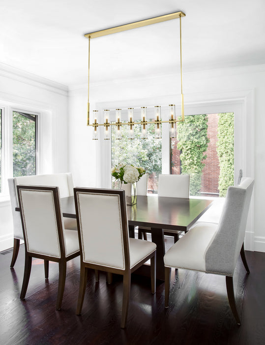 Alora LP309077NBCG 14 Light Island Pendant, Clear Glass/Natural Brass