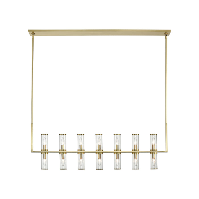 Alora LP309077NBCG 14 Light Island Pendant, Clear Glass/Natural Brass